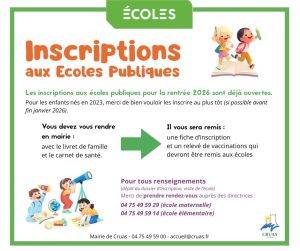 Rentrée 2026 : Ouverture des inscriptions aux écoles publiques
