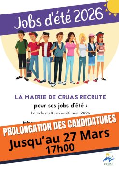 Prolongation candidature Jobs d'été